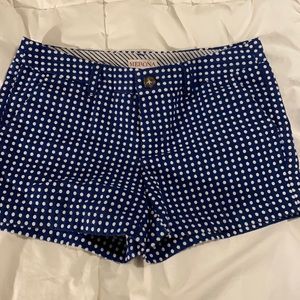 Blue and white polka dot shorts